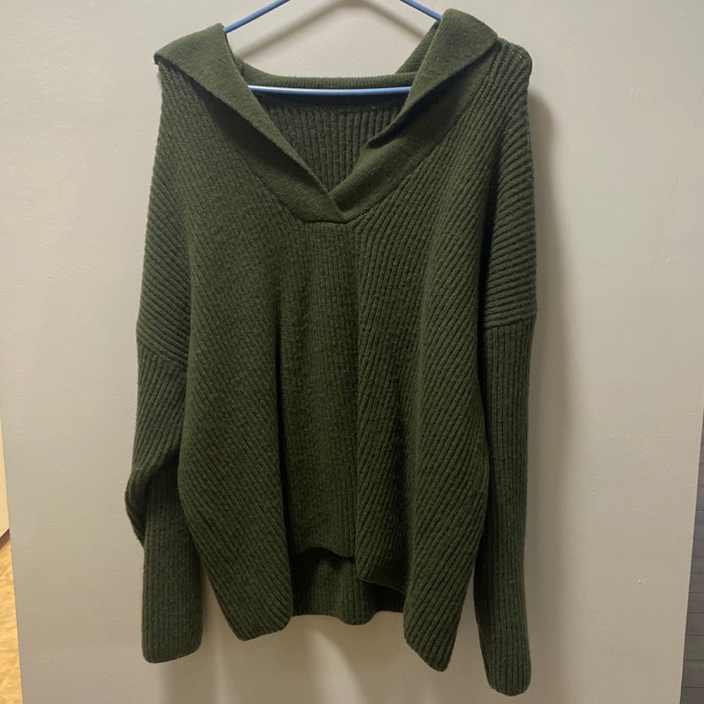 Dark Green Collared Sweater